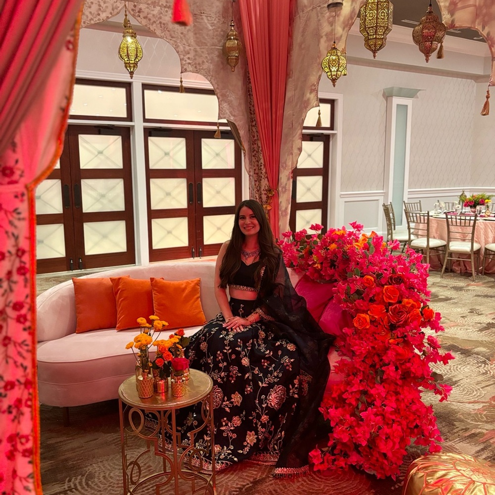 Lashkaraa Navy Blue Embroidered Lehenga